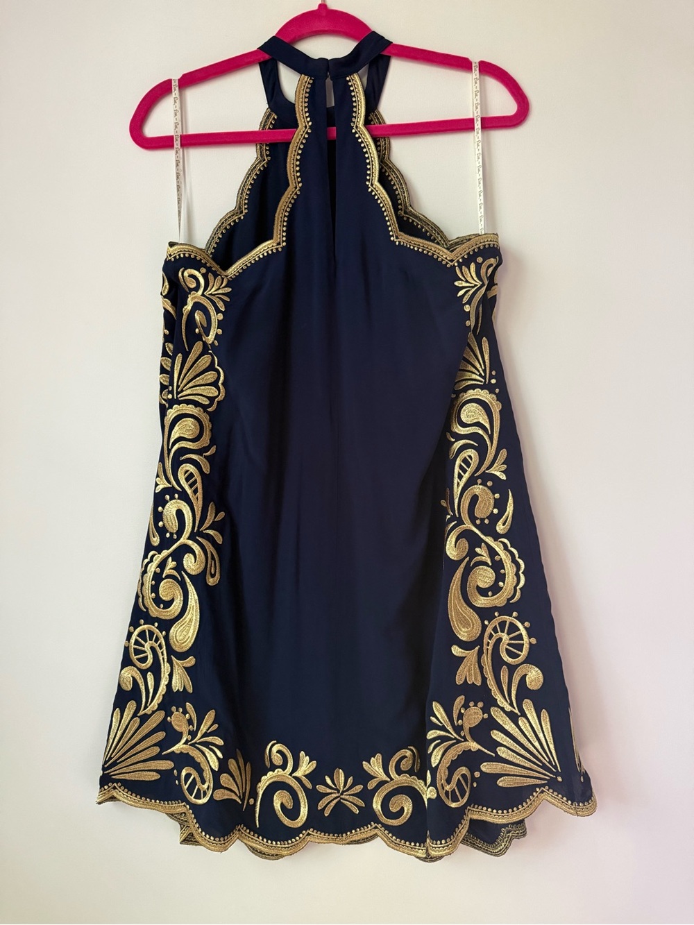 Lilly Pulitzer Navy Mini Dress with Gold Embroidery Accents